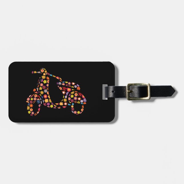 Motor Scooter Flower Pattern Luggage Tag (Front Horizontal)