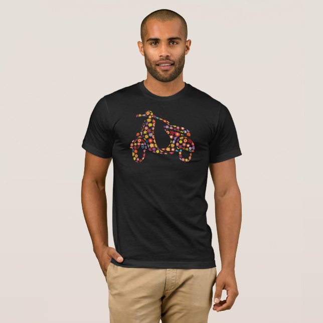 Motor Scooter Flower Pattern T-Shirt (Front Full)