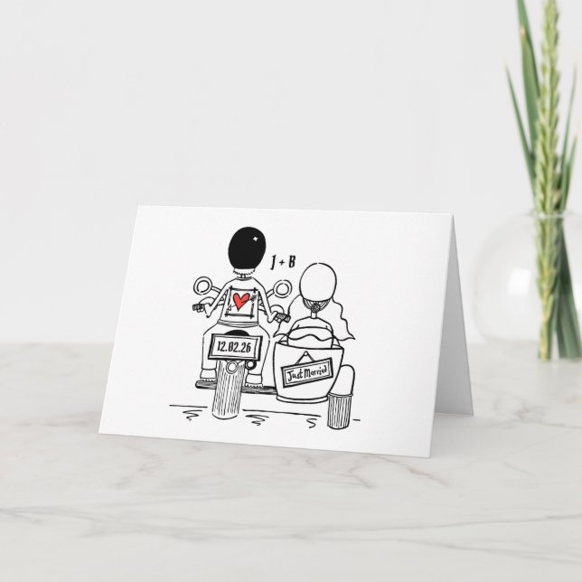 Motorbike and Sidecar Wedding Card (Front)