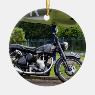 Motorbike And Spitfire Ceramic Tree Decoration