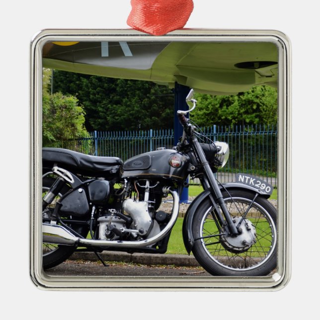 Motorbike And Spitfire Metal Tree Decoration (Front)