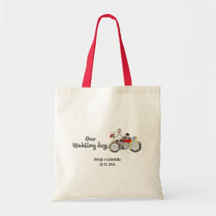 Motorbike Bride and Groom Wedding Tote Bag