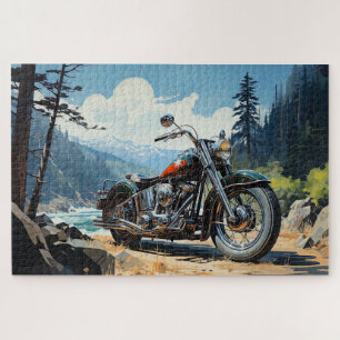 Motorbike by a Mountain Stream Jigsaw Puzzle