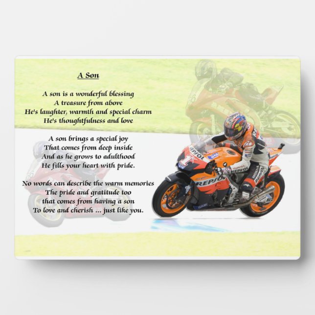Motorbike Design - son poem Plaque (Front)