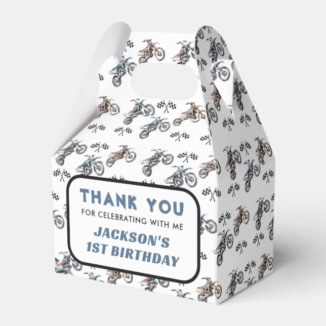 Motorbike Dirt Bike Birthday Party Favour Boxes (Front Side)