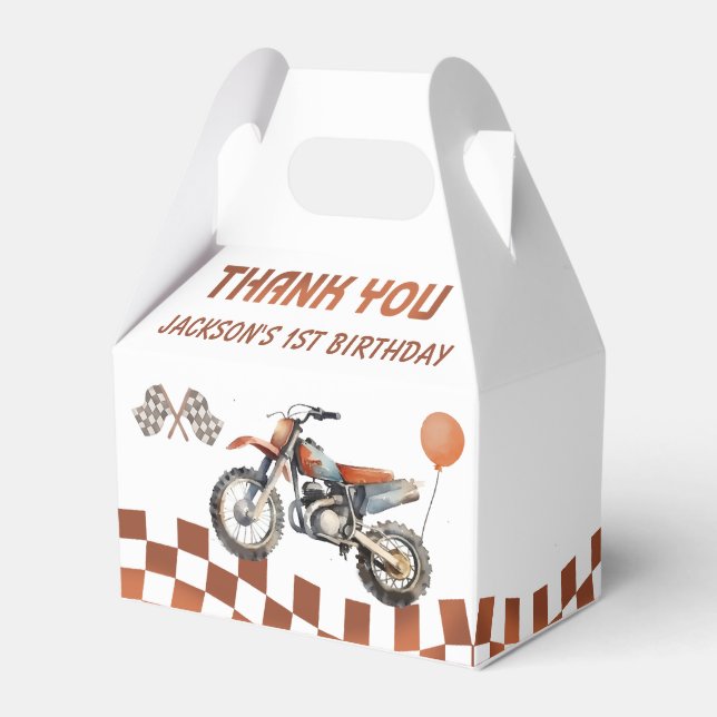 Motorbike Dirt Bike Birthday Party Favour Boxes (Front Side)