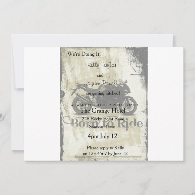 Motorbike Engagement Invitation (Front)