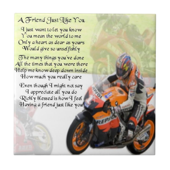 Motorbike Friend Poem Tile (Front)