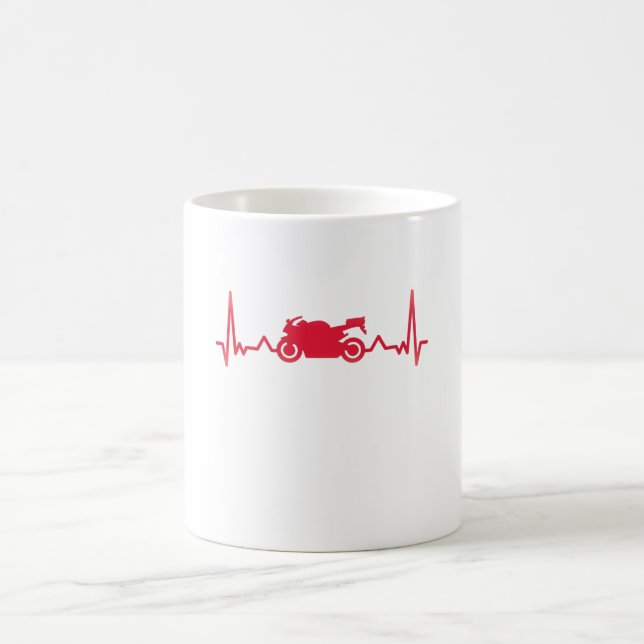 Motorbike Heartbeat Biking Xmas Gift for Biker Coffee Mug (Center)
