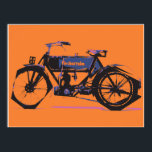 Motorbike in transit poster<br><div class="desc">Boxy shapes still seem to move forward in this abstract view of a vintage motorcycle</div>