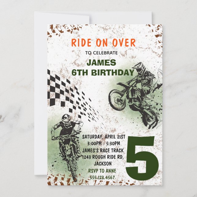 Motorbike Invitation Dirt Bike Party Invitation (Front)