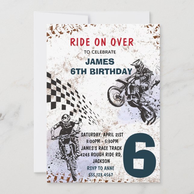 Motorbike Invitation Dirt Bike Party Invitation (Front)