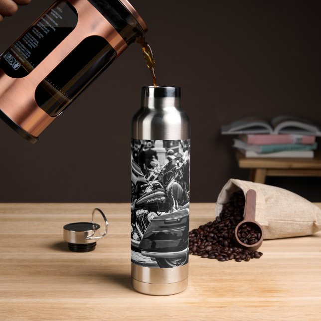 Motorbike Motorcycle Biker Rider Motorbike Water Bottle (Coffee)
