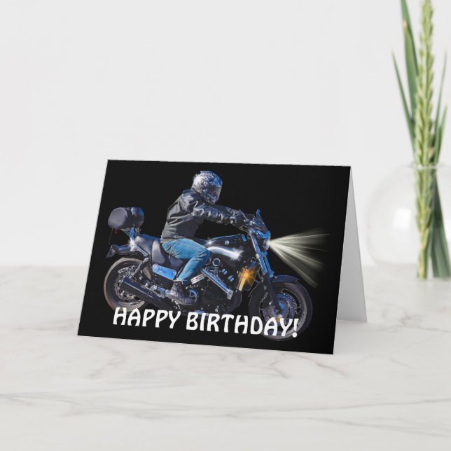 Motorbike Night Biker Birthday Card (Front)