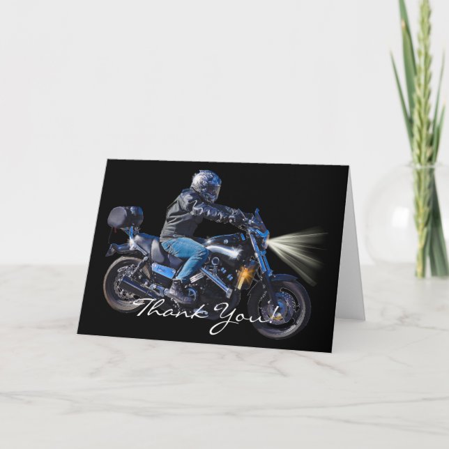 Motorbike Night Biker Thank You Card (Front)
