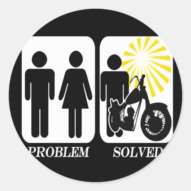 Motorbike Problem Solved Classic Round Sticker (Front)