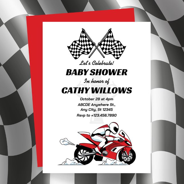 Motorbike racer baby shower Invitation (Creator Uploaded)