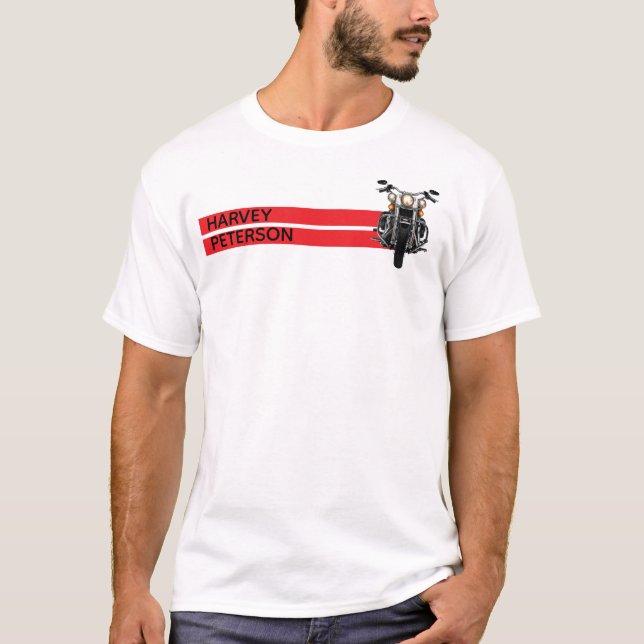 MOTORBIKE RED STRIPES Personalised T-Shirt (Front)