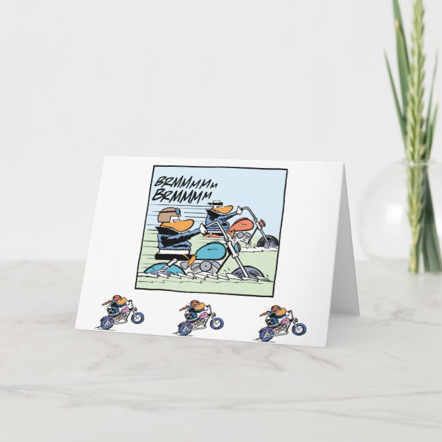 Motorbike Riders Cartoon Greeting Card (Front)