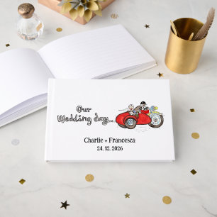 Motorbike & Sidecar Bride and Groom Wedding Guest Book