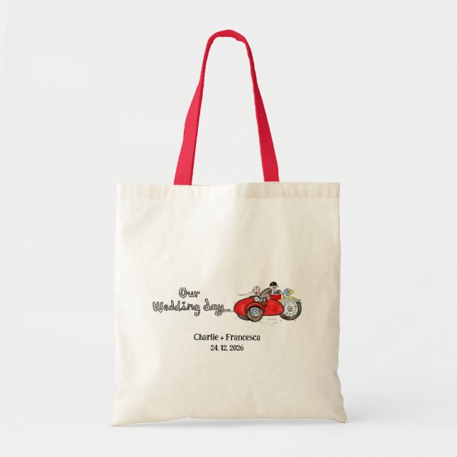 Motorbike & Sidecar Wedding Tote Bag (Front)
