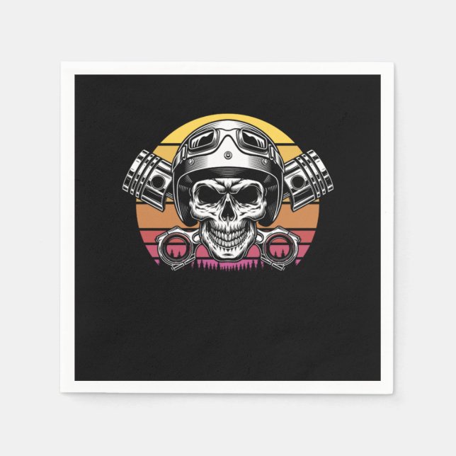 Motorbike Skull Motocross Motorcycle Dirt Bike Gif Napkin (Front)