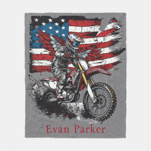 Motorbike United States Flag 00th Birthday Gift Fleece Blanket