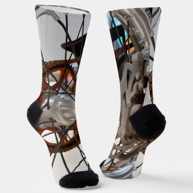 Motorbike Wheel, Full Print Crew Socks (Angled)