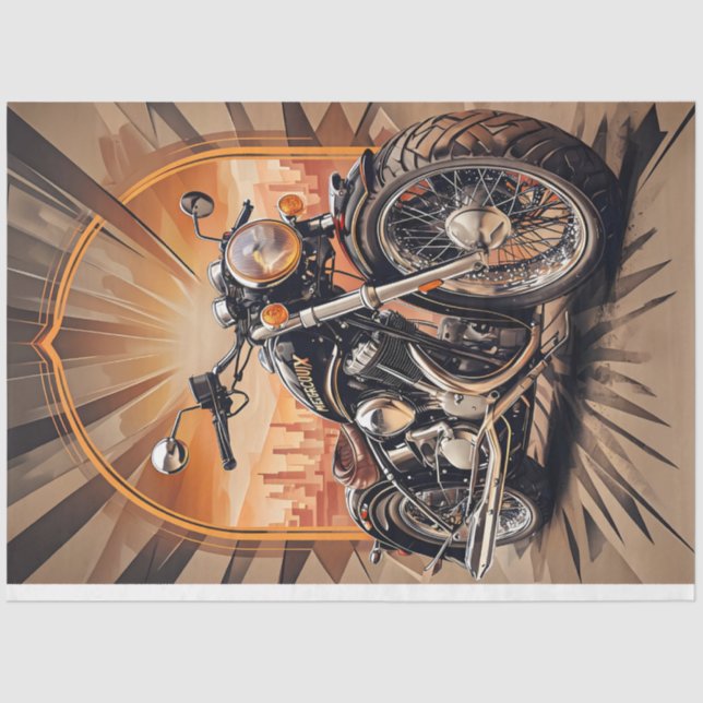 Motorbike with city background Colors Tissue Paper (Front)