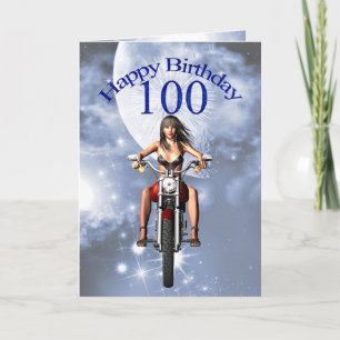 Motorbiker girl birthday card