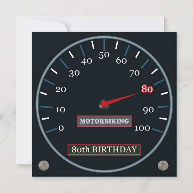 Motorbiking 80th Birthday Invitation (Front)
