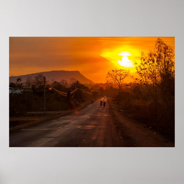 Motorbiking in sunset poster (Front)