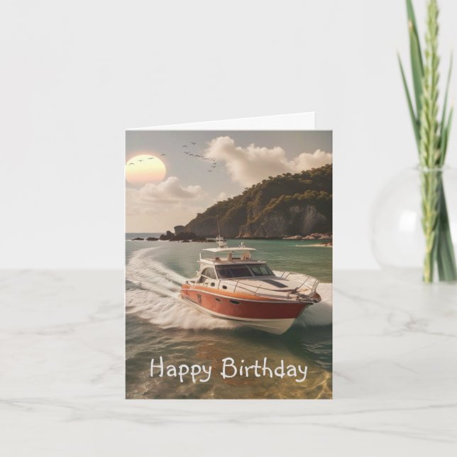 Motorboat Birthday Card (Front)