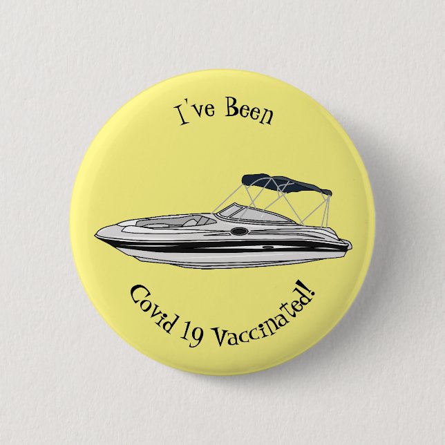 Motorboat cartoon illustration 6 cm round badge (Front)