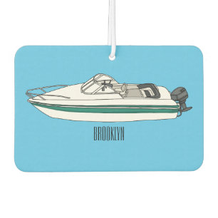 Motorboat cartoon illustration car air freshener