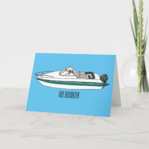 Motorboat cartoon illustration  card