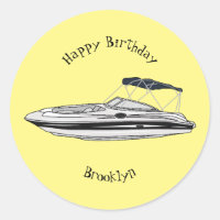 Motorboat cartoon illustration