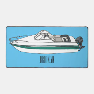 Motorboat cartoon illustration  desk mat