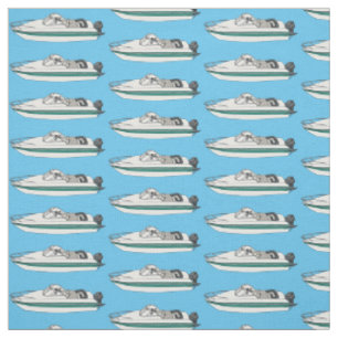 Motorboat cartoon illustration fabric