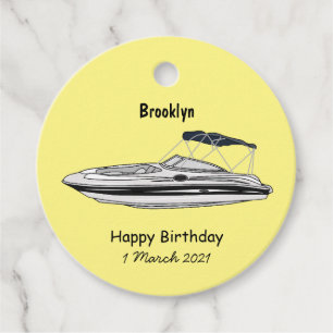 Motorboat cartoon illustration favour tags