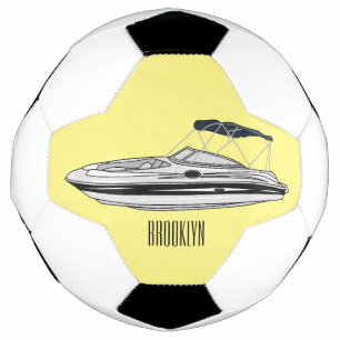 Motorboat cartoon illustration football