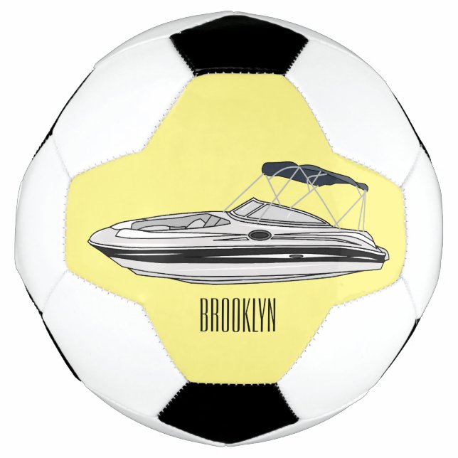 Motorboat cartoon illustration football (Front)