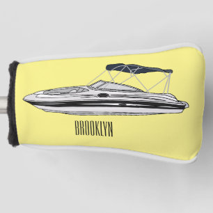 Motorboat cartoon illustration golf head cover
