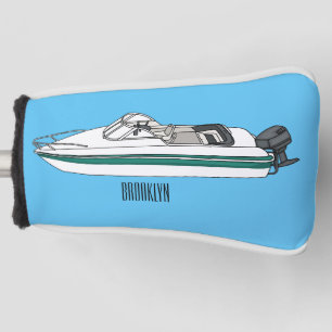 Motorboat cartoon illustration golf head cover