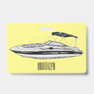 Motorboat cartoon illustration ID badge