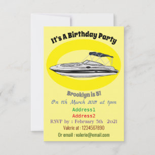 Motorboat cartoon illustration invitation