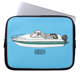 Motorboat cartoon illustration laptop sleeve