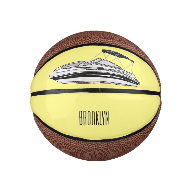 Motorboat cartoon illustration mini basketball (Front)
