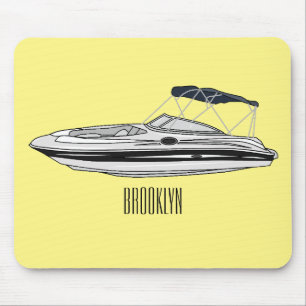Motorboat cartoon illustration mouse mat