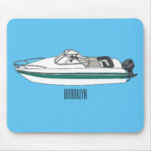 Motorboat cartoon illustration  mouse mat